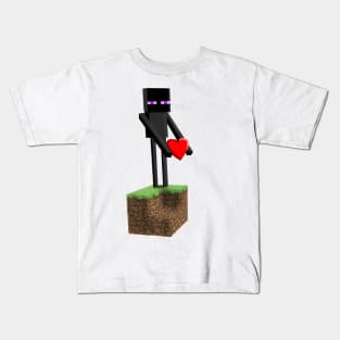 enderman holding a heart Kids T-Shirt